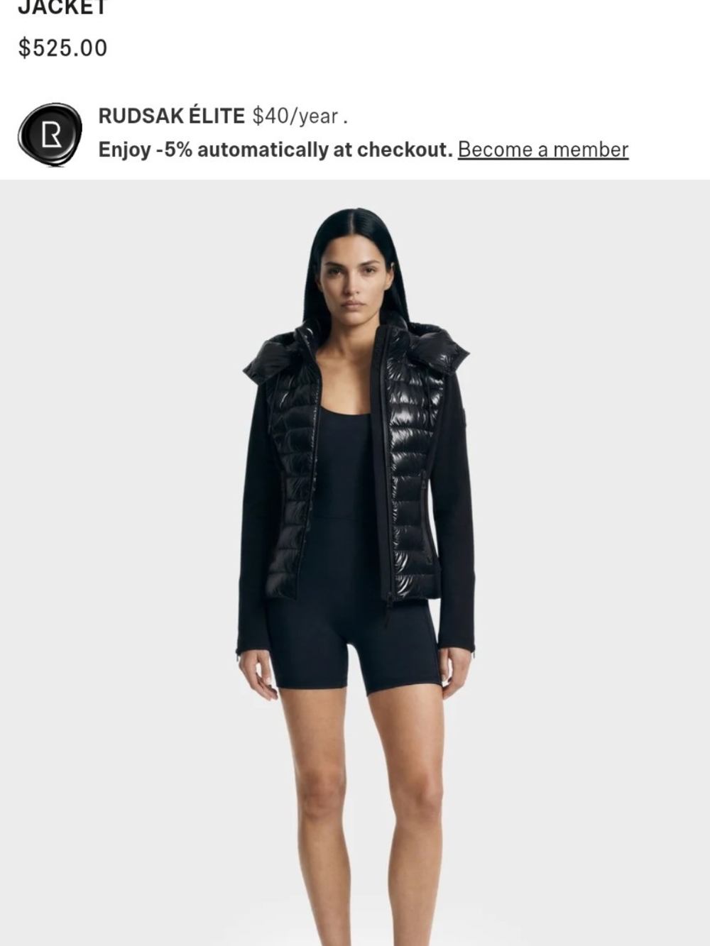 RUDSAK Black Quilted Light Puffer Jacket with Knit Sleeves